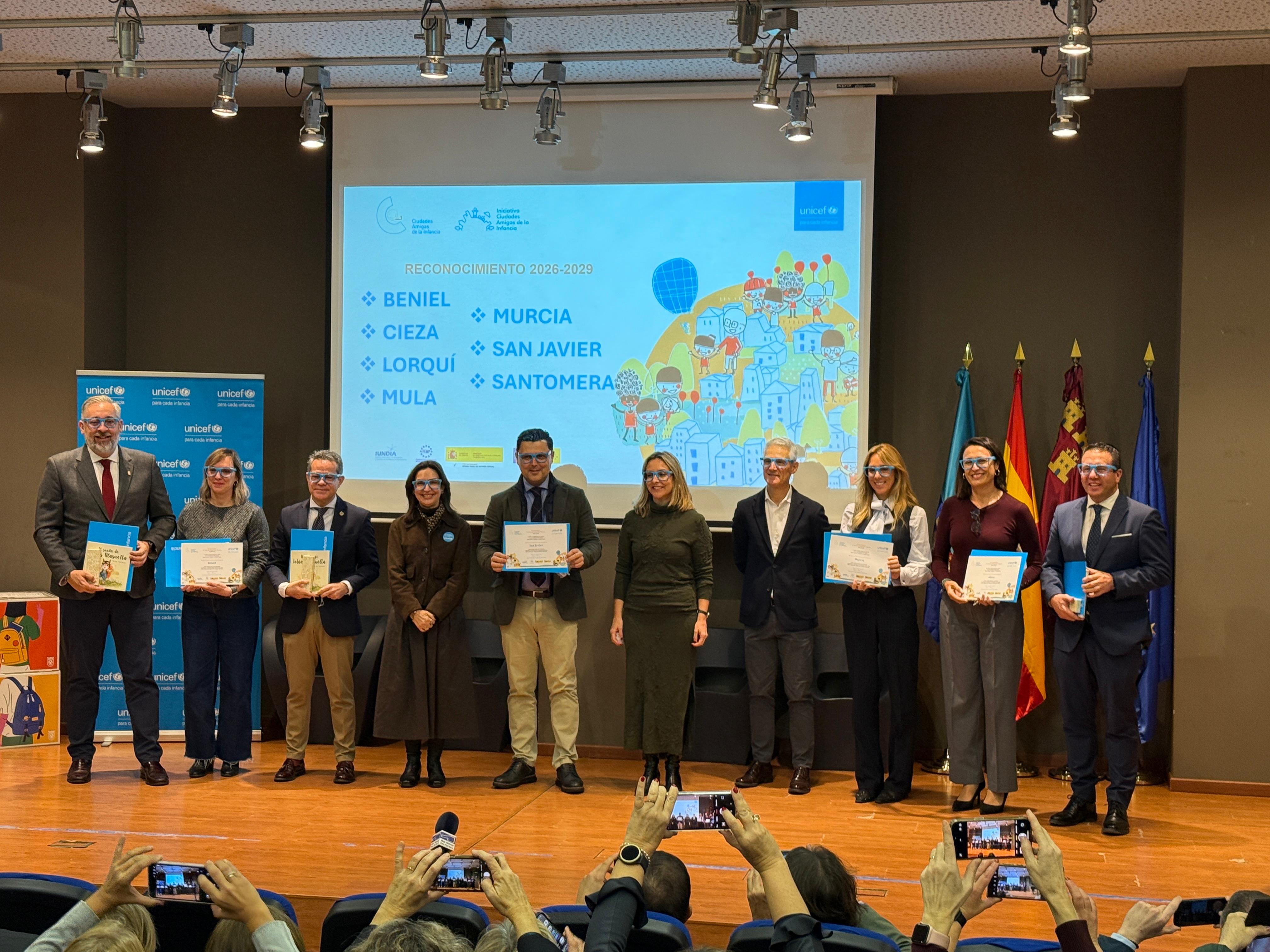 San Javier renueva el reconocimiento de UNICEF como Ciudad Amiga de la Infancia para 2026-2029 